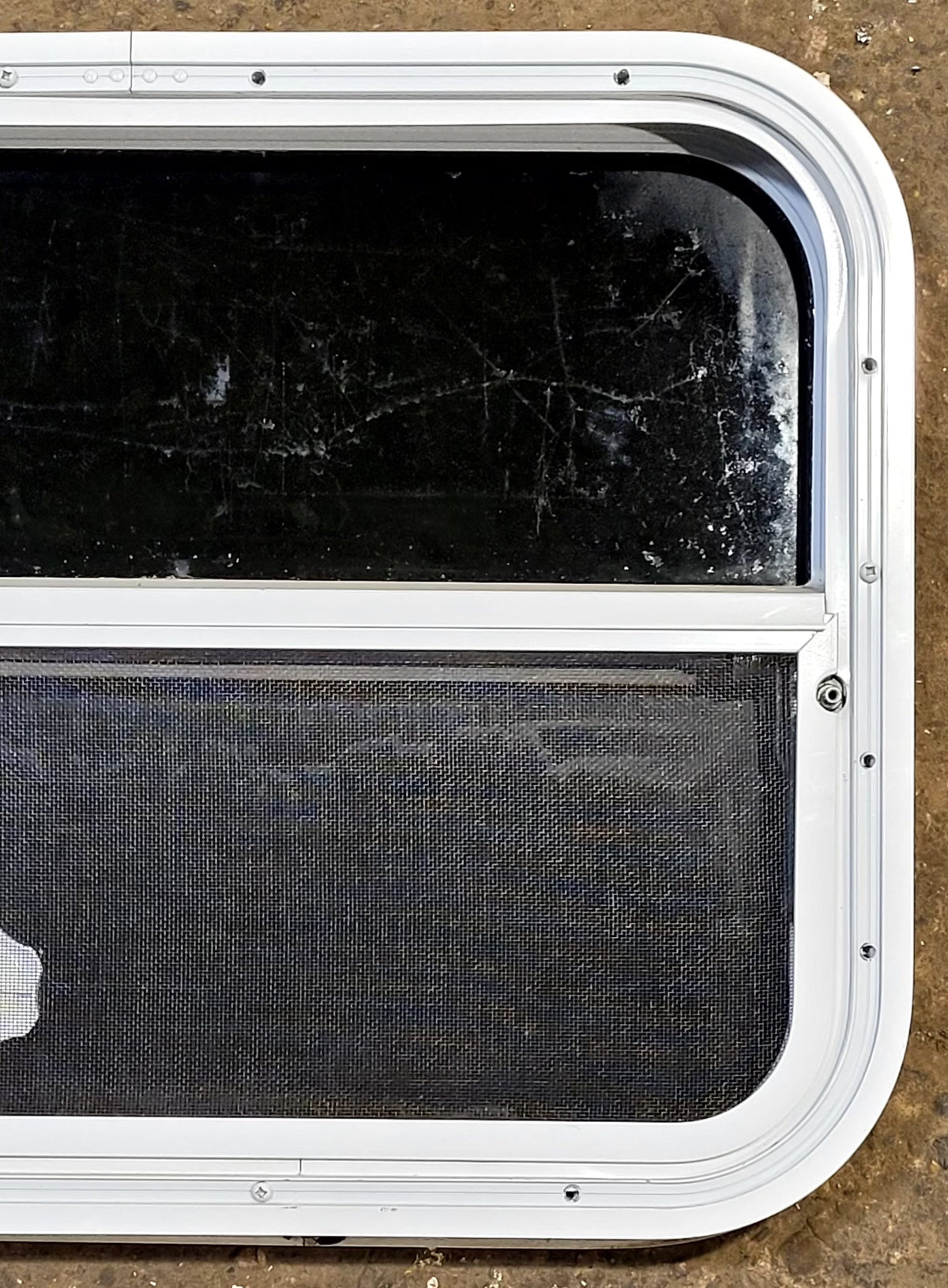 Used White Radius Opening Window : 23 1/2 W x 17 1/2 H x 1 1/2 D