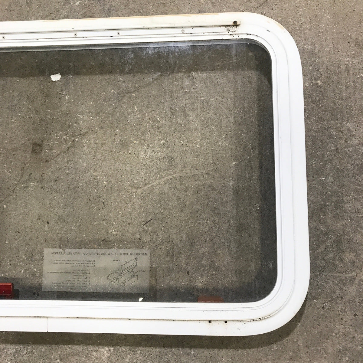 Used White Radius Emergency Opening Window : 35 1/2 W x 21 1/2 H x 1 7/8 D