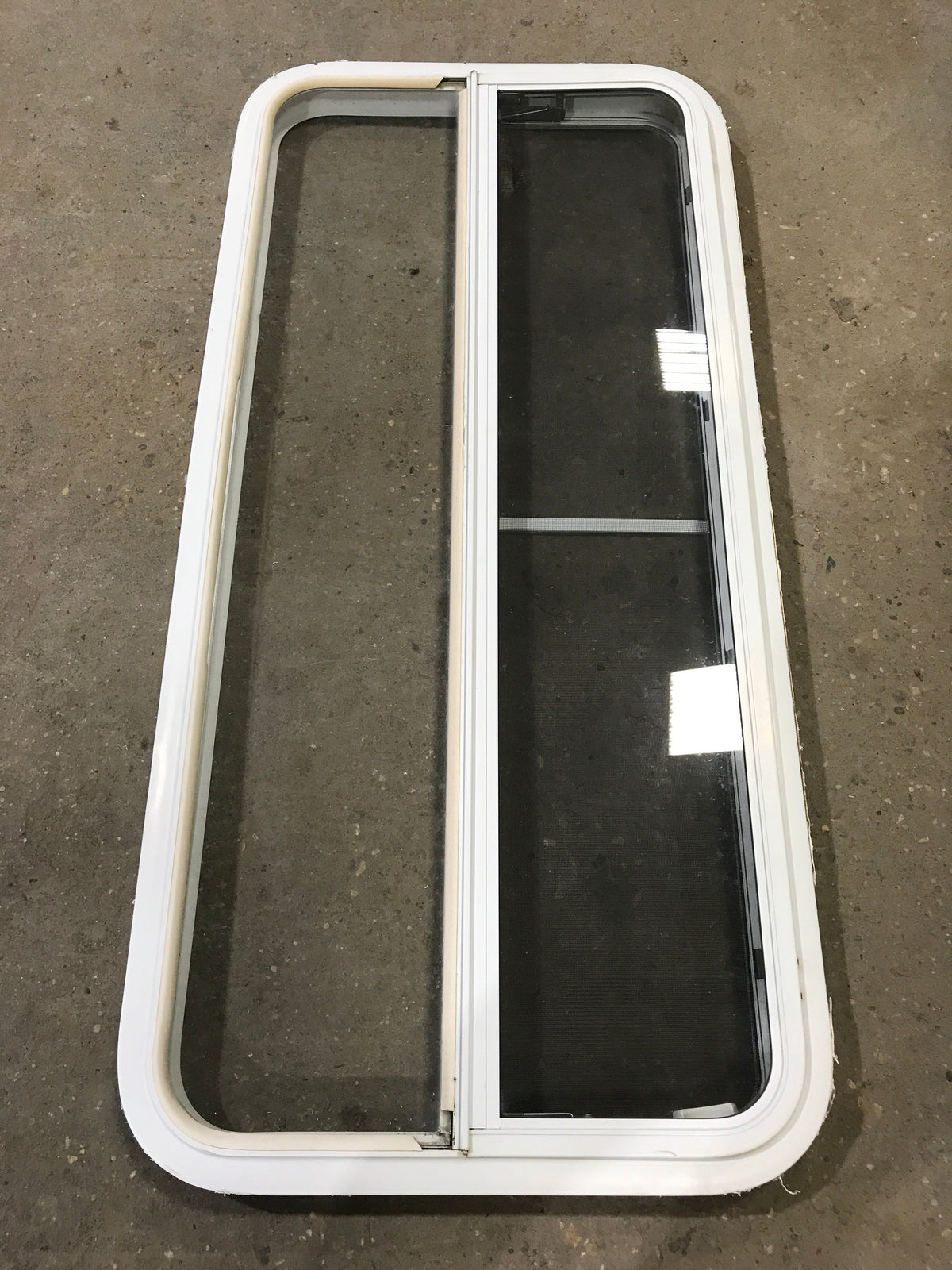 Used White Radius Emergency Opening Window : 47 1/2 W x 21 1/2 H x 1 1/2 D
