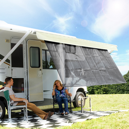 Camco 51455 - RV Awning Shade Kit  - 54x 180, Black