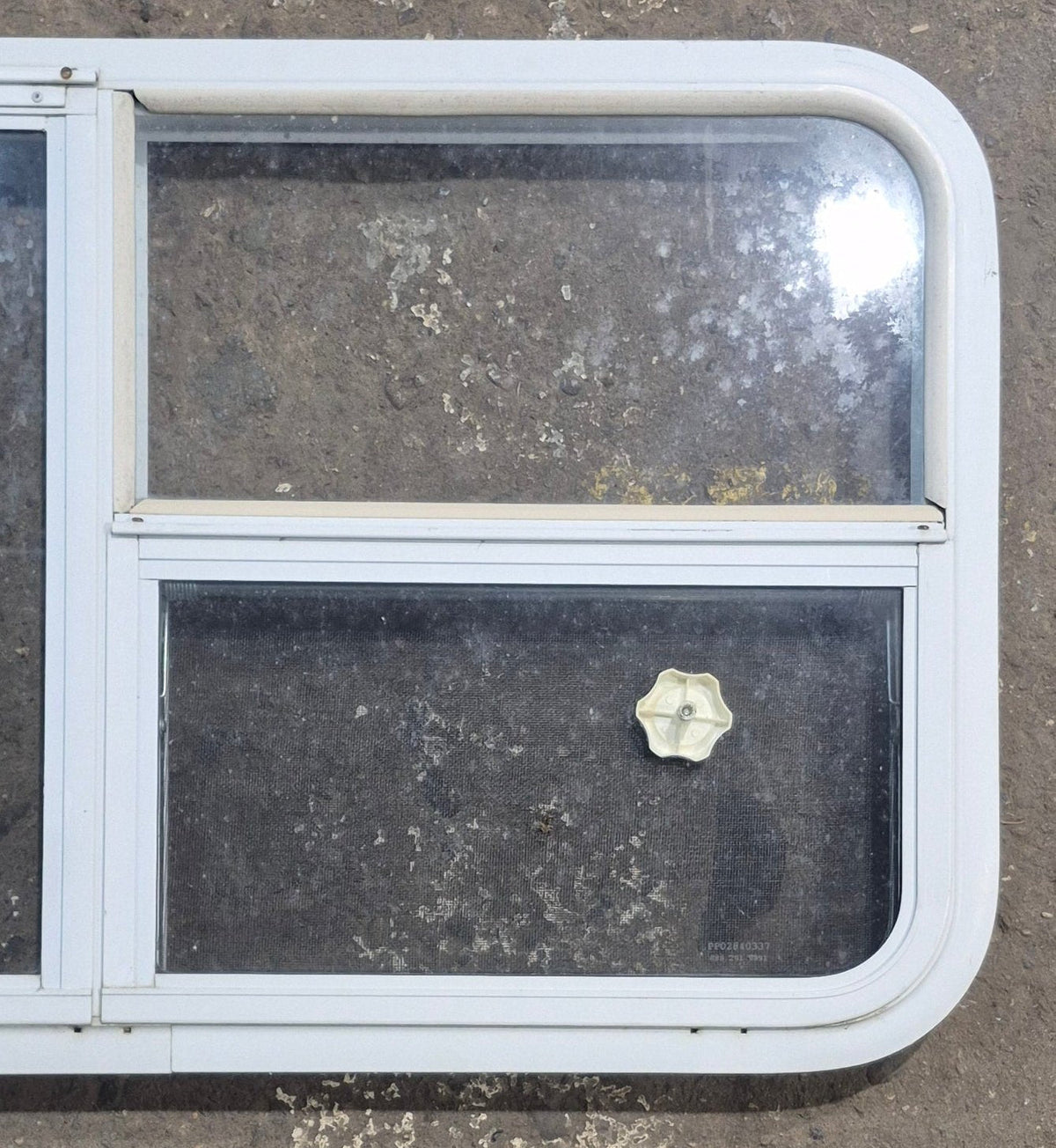 Used White Radius Emergency Opening Window : 45 1/2 W x 21 1/4 H x 1 7/8 D