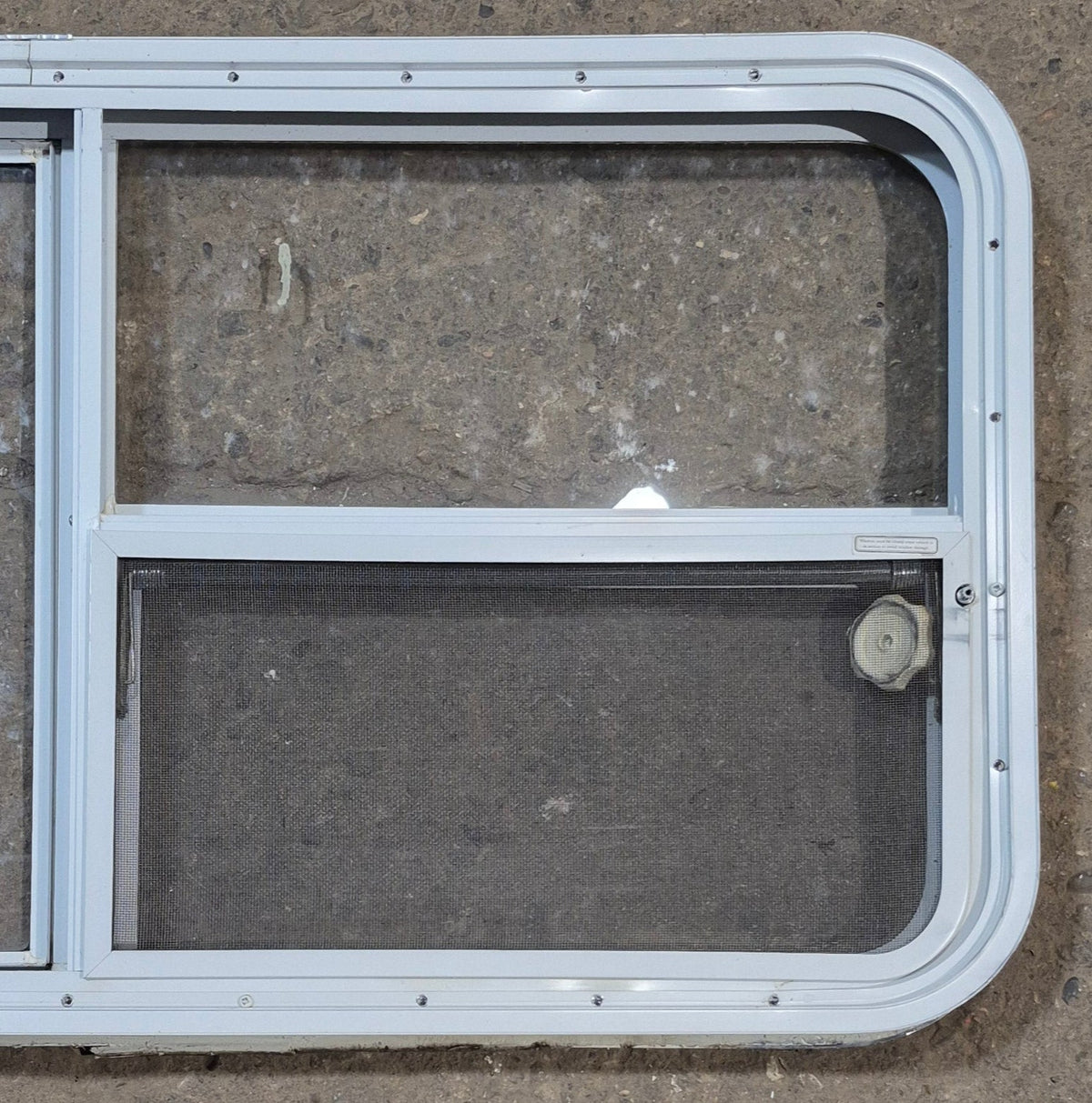 Used White Radius Emergency Opening Window : 47 1/2 W x 21 1/4 H x 2 D