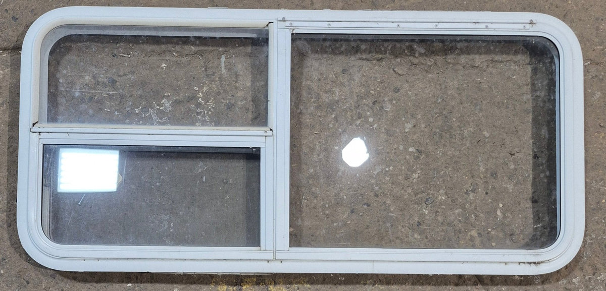 Used White Radius Emergency Opening Window : 47 1/2 W x 21 1/4 H x 2 D