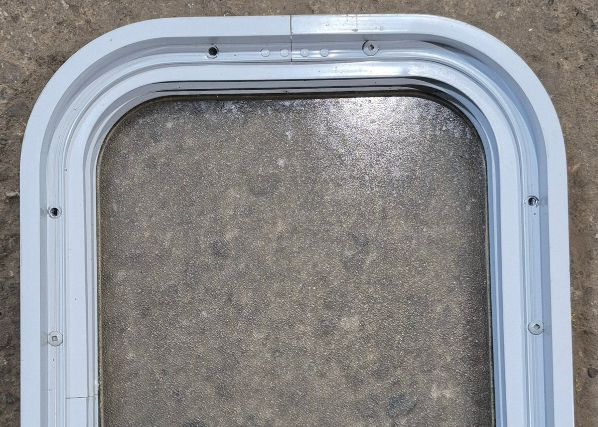 Used White Radius Non Opening Window : 12 1/2 W x 17 3/4 H x 1 3/4 D