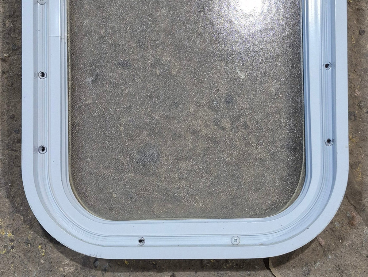 Used White Radius Non Opening Window : 12 1/2 W x 17 3/4 H x 1 3/4 D