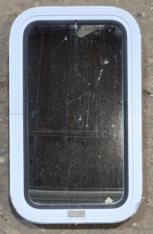 Used White Radius Non Opening Window : 13 1/2 W x 23 1/2 H x 1 7/8 D