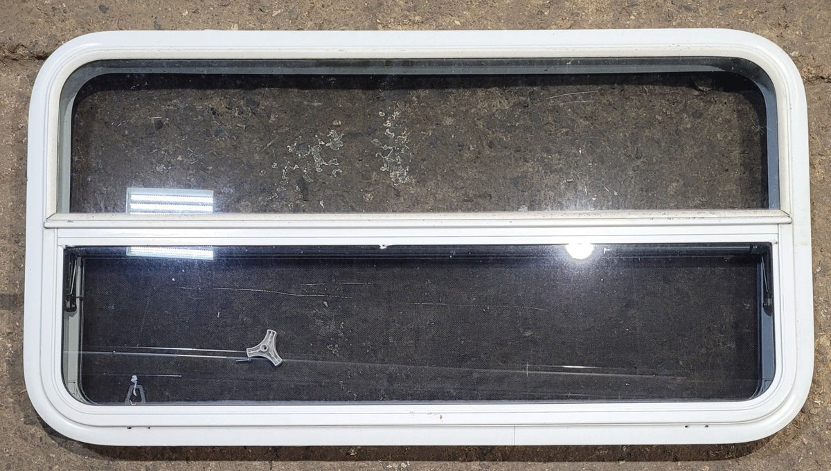 Used White Radius Non Opening Window : 35 1/2 W x 11 1/2 H x 1 7/8 D