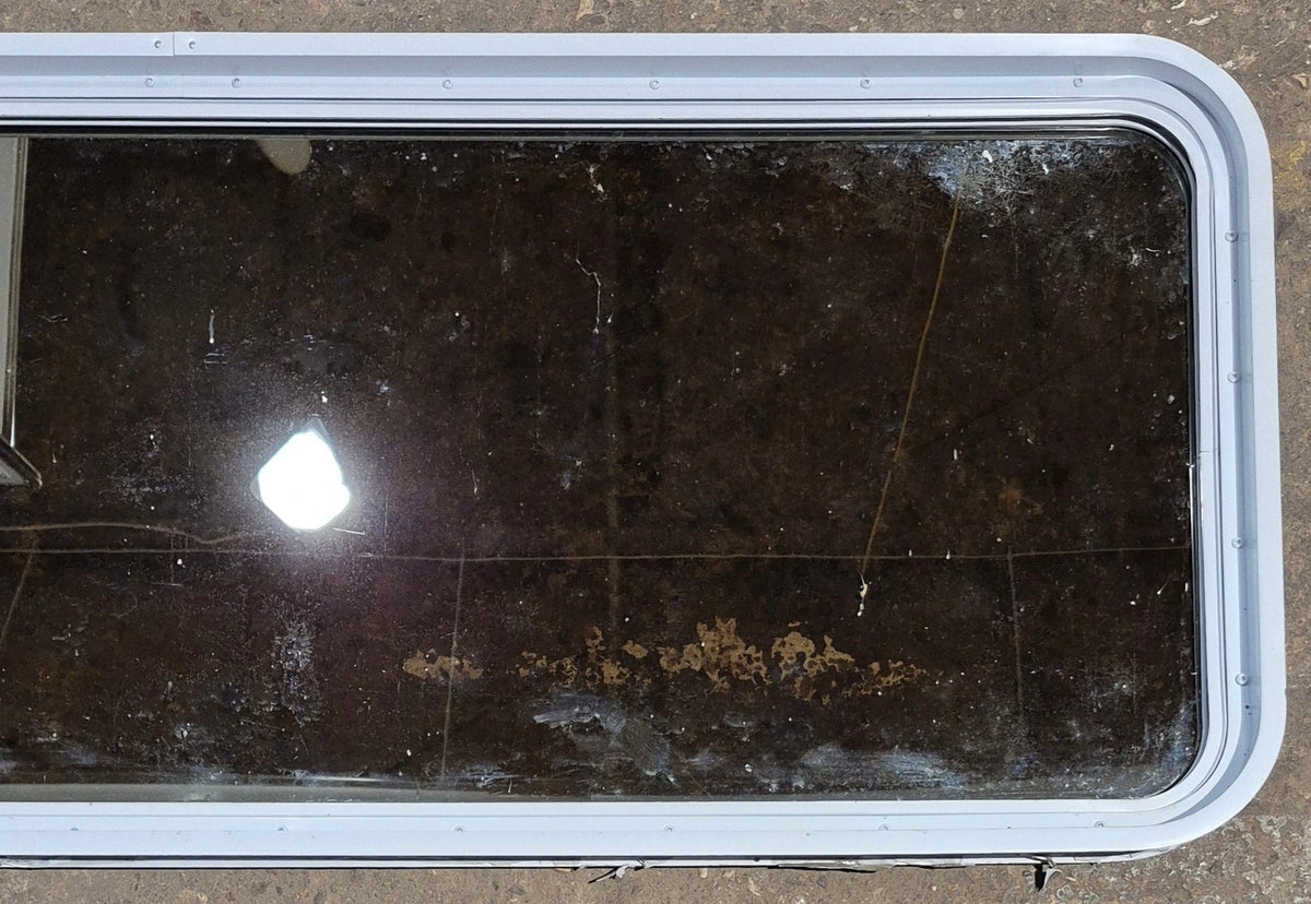 Used White Radius Non Opening Window : 60 1/4 W x 21 3/4 H x 1 7/8 D