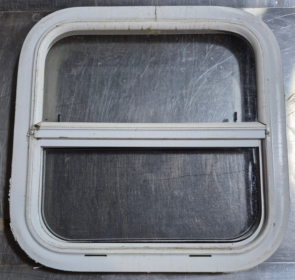 Used White Radius Opening Window : 17 1/2 W x 17 1/2 H x 1 1/8 D