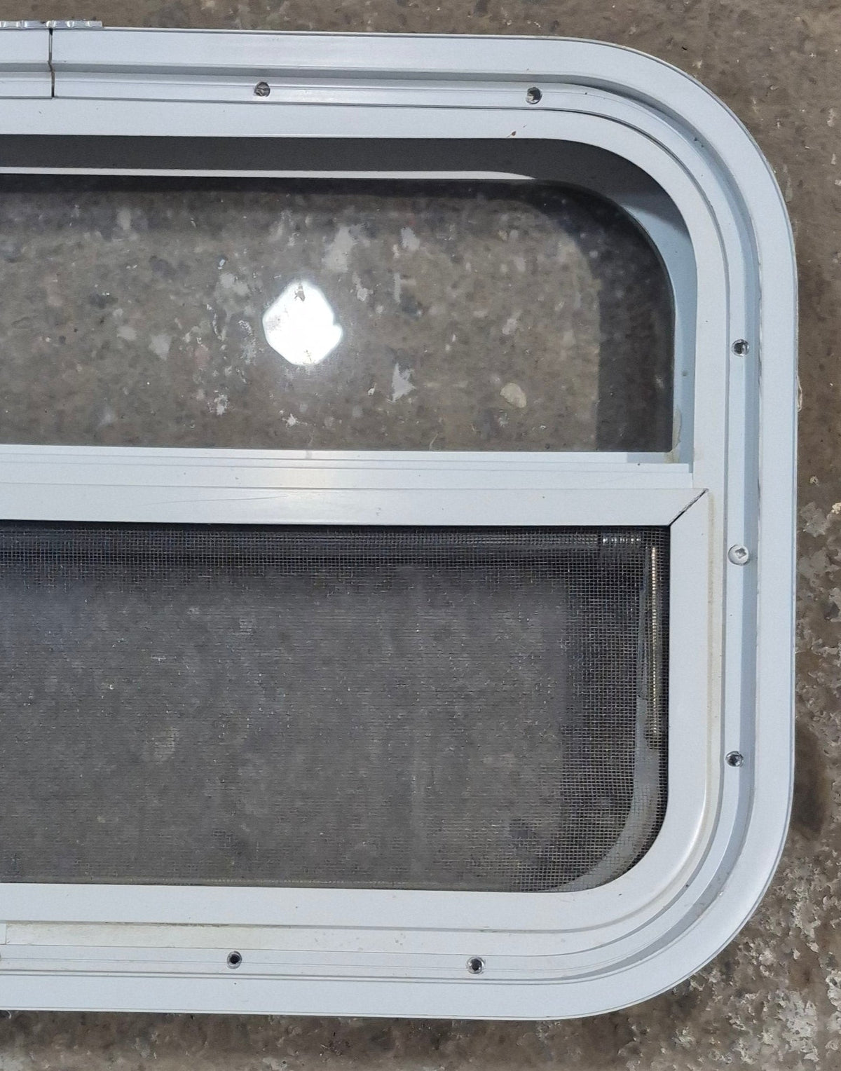 Used White Radius Opening Window : 23 1/2 W x 14 1/2 H x 1 7/8 D
