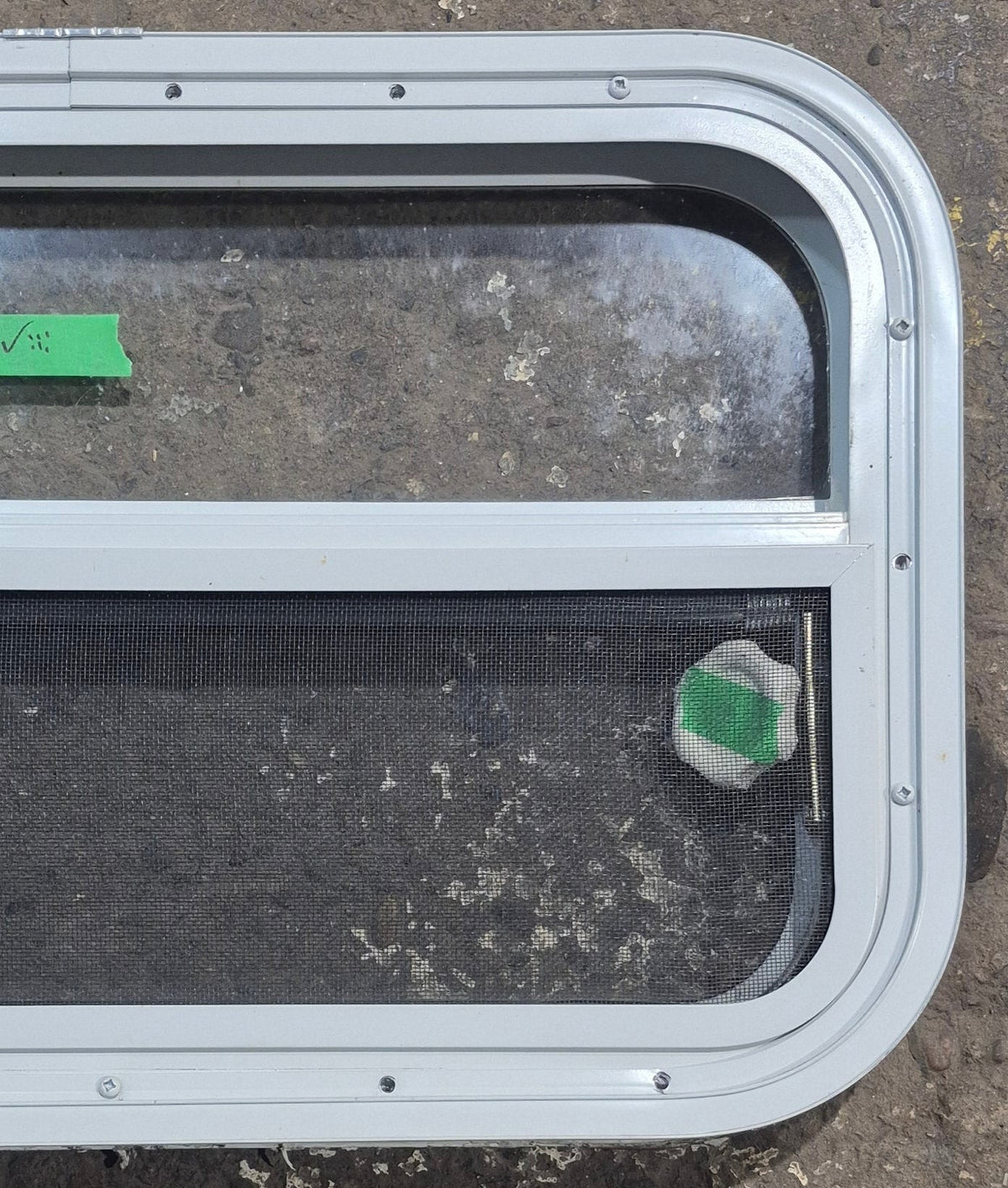 Used White Radius Opening Window : 23 1/2 W x 14 1/4 H x 1 7/8 D