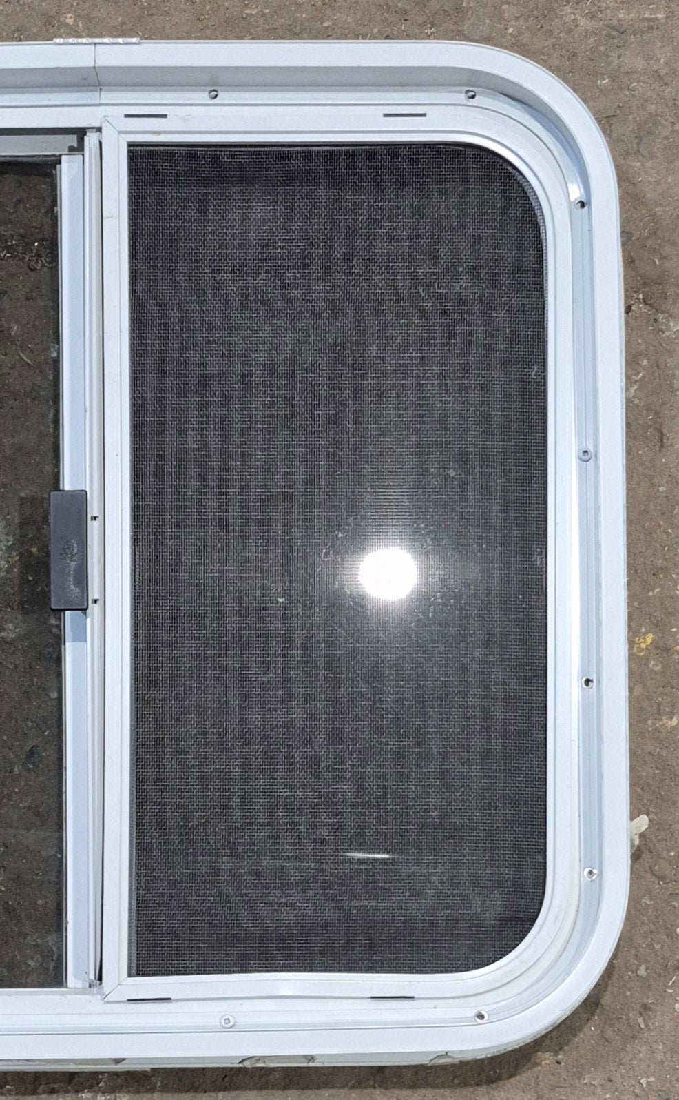 Used White Radius Opening Window : 23 1/4 W x 21 1/4 H x 1 3/4 D