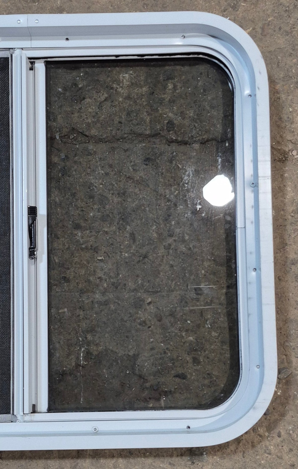 Used White Radius Opening Window : 24 1/4 W x 21 3/4 H x 1 7/8 D